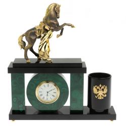 Настольный мини- набор из малахита &quot;Конь с попоной&quot; — 