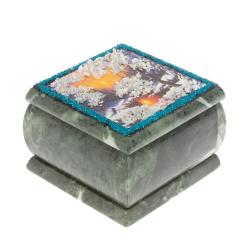 Шкатулка &quot;Зимний вечер&quot; камень змеевик 10х10х7 см — 