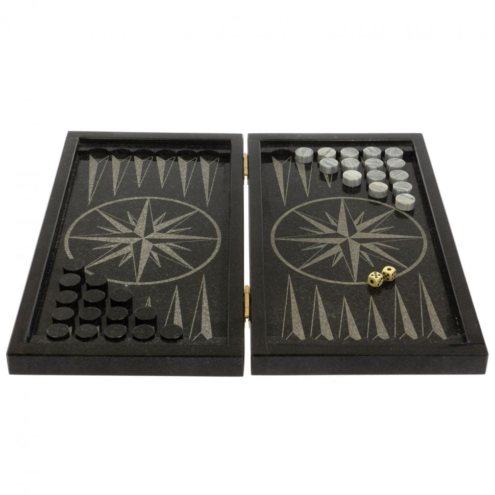 Нарды каменные "Герб РФ" из габбро-диабаза фото 1 — 