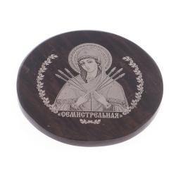 Икона в автомобиль &quot;Семистрельная&quot; на коричневом обсидиане 47 мм — 