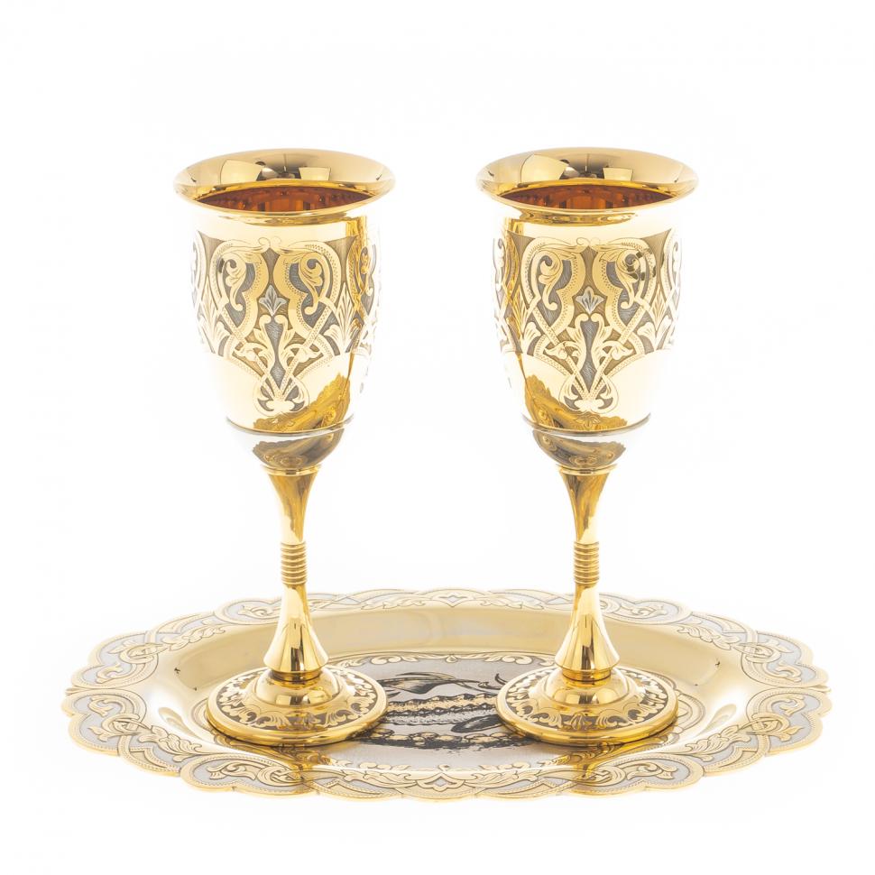 Набор две рюмки на подносе "Селедочница" Златоуст фото 1 — 