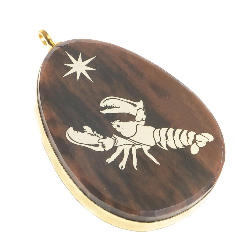 Брелок-кулон знак зодиака "Рак" камень обсидиан фото 1 — 