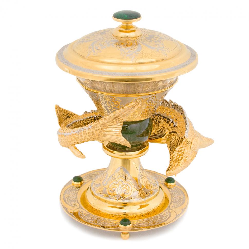 Икорница "Осетр" из нефрита Златоуст фото 1 — 