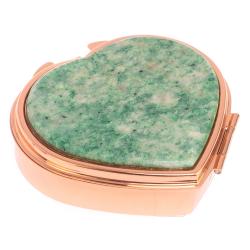 Таблетница &quot;Сердце&quot; на 3 отделения камень лиственит цвет красное золото — 