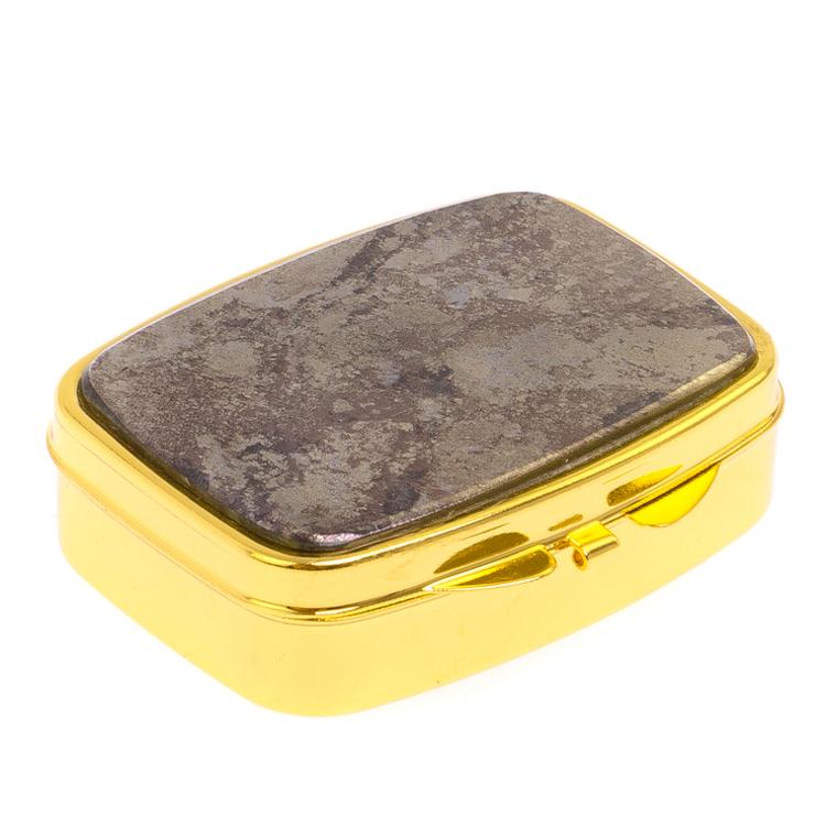 Таблетница на 2 отделения камень борнит цвет золото фото 1 — 