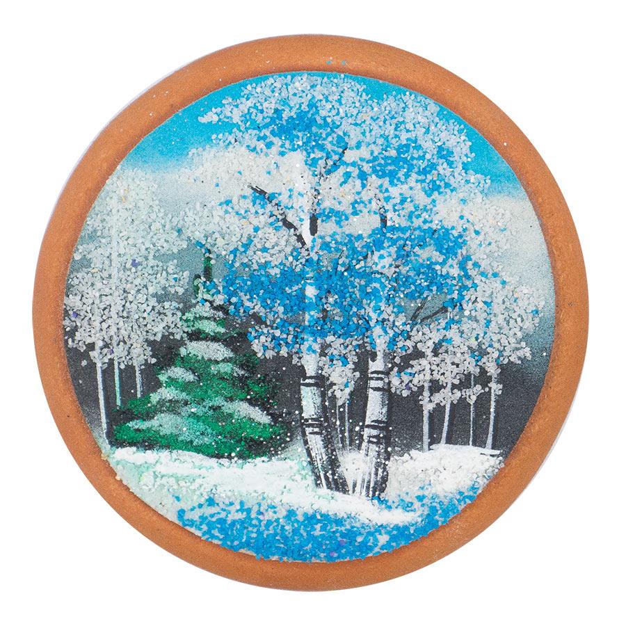 Магнит с рисунком на мдф "Зима" фото 1 — 