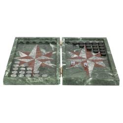 Нарды из камня &quot;Роза ветров&quot; серый мрамор / лемезит — 