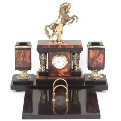Настольный набор &quot;Вздыбленный конь&quot; бронза яшма — 