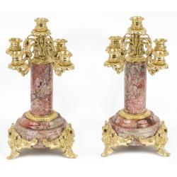 Бронзовые канделябры 5 свечей камень креноид пара — 