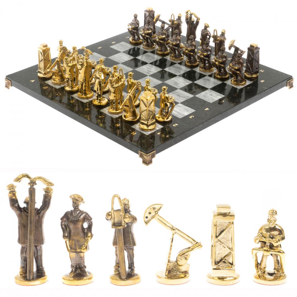 Шахматы подарочные "Нефтяники" 44х44 см серый мрамор фото 1 — 