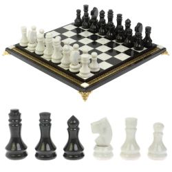 Шахматы &quot;Традиционные&quot; из бронзы и мрамора 44,5х44,5 см — 