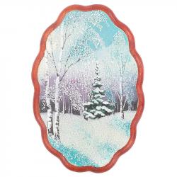 Панно овальное &quot;Зима&quot; 19х12,5 см каменная крошка — 