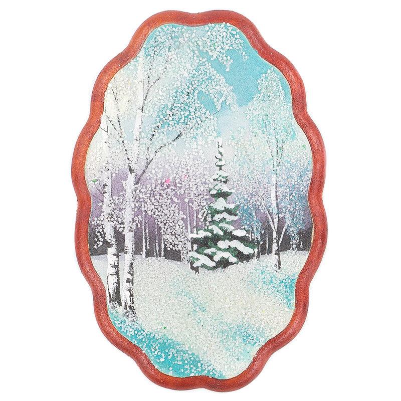 Панно овальное "Зима" 19х12,5 см каменная крошка фото 1 — 