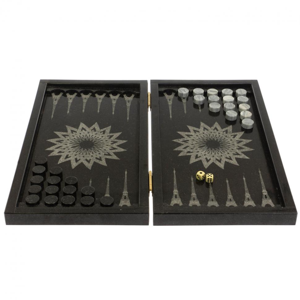 Нарды с гравировкой "Орел" камень гранит фото 1 — 