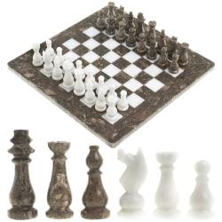 Шахматы сувенирные &quot;Битва&quot; камень мрамор ракушечник 25х25 см — 
