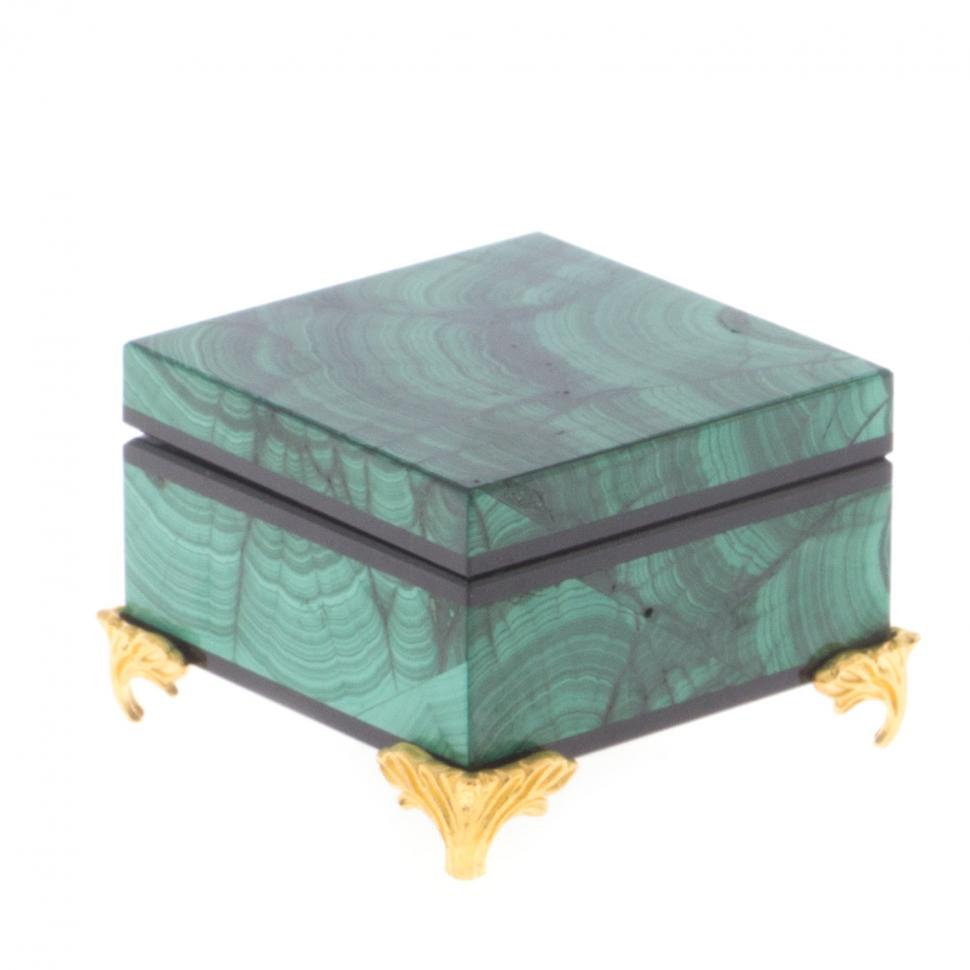 Шкатулка "Изящная" камень малахит 6х6х4 см фото 1 — 