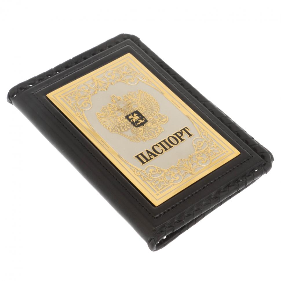 Обложка для паспорта "Герб России" из кожи Златоуст фото 1 — 