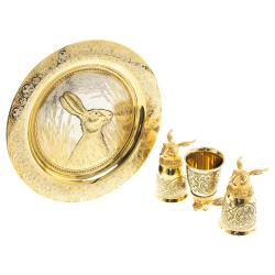 Подарочный набор &quot;Заяц&quot; тарелка и 3 стопки перевертыша Златоуст — 