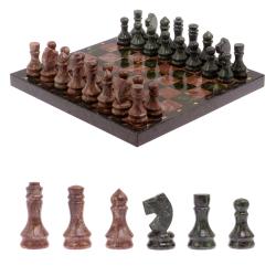 Шахматы из камня &quot;Традиционные&quot; доска 38х38 см лемезит, змеевик — 