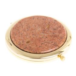 Зеркало круглое из камня пегматит цвет золото — 