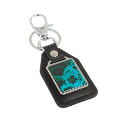 Брелок для ключей из камня малахит с хризоколлой — 