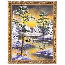 Картина &quot;Зимняя ночь&quot; багет 36х46 см, каменная крошка — 