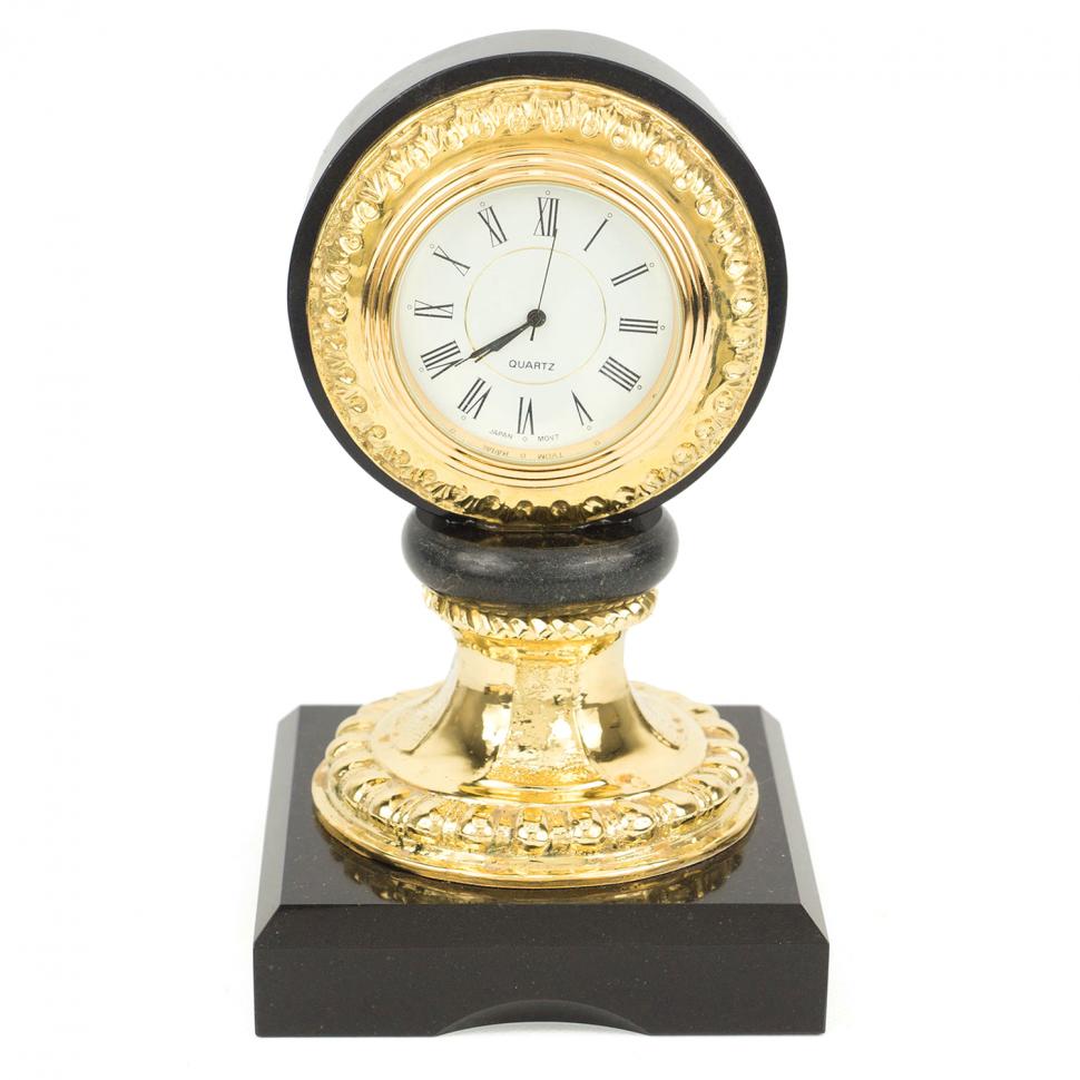 Настольные часы из бронзы и камня долерит фото 1 — 