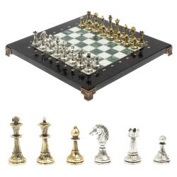 Шахматы турнирные &quot;Стаунтон&quot; из мрамора и змеевика 28х28 см — 