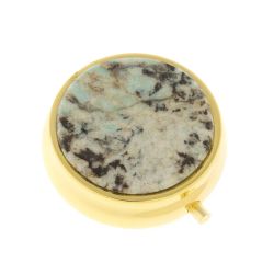 Таблетница на 3 отсека камень амазонит дымчатый кварц цвет золото — 