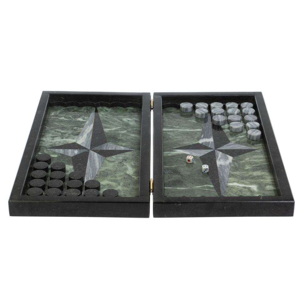 Каменные нарды "Звезда" серый мрамор гранит фото 1 — 