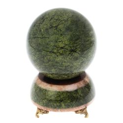 Шар на подставке 10,5 см из змеевика и розового мрамора — 