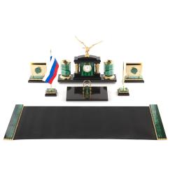 Письменный прибор &quot;Орел&quot; из малахита 7 предметов — 