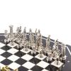 Шахматный стол из камня с металлическими фигурами "Древний Рим" фото 4 — 