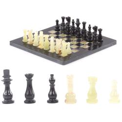 Каменные шахматы &quot;Поединок&quot; камень оникс доска 25х25 см — 