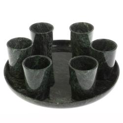 Водочный набор из змеевика на 6 персон на подносе — 