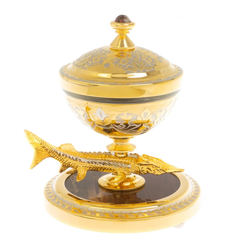 Икорница "Стерлядка" из яшмы Златоуст фото 1 — 