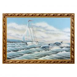 Картина &quot;Дельфины&quot; багет 46х66 см, каменная крошка — 