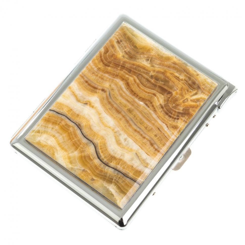 Портсигар на 10 сигарет с зажигалкой камень оникс фото 1 — 