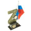Часы "Z" на подставке с гербом и флагом камень змеевик фото 2 — 