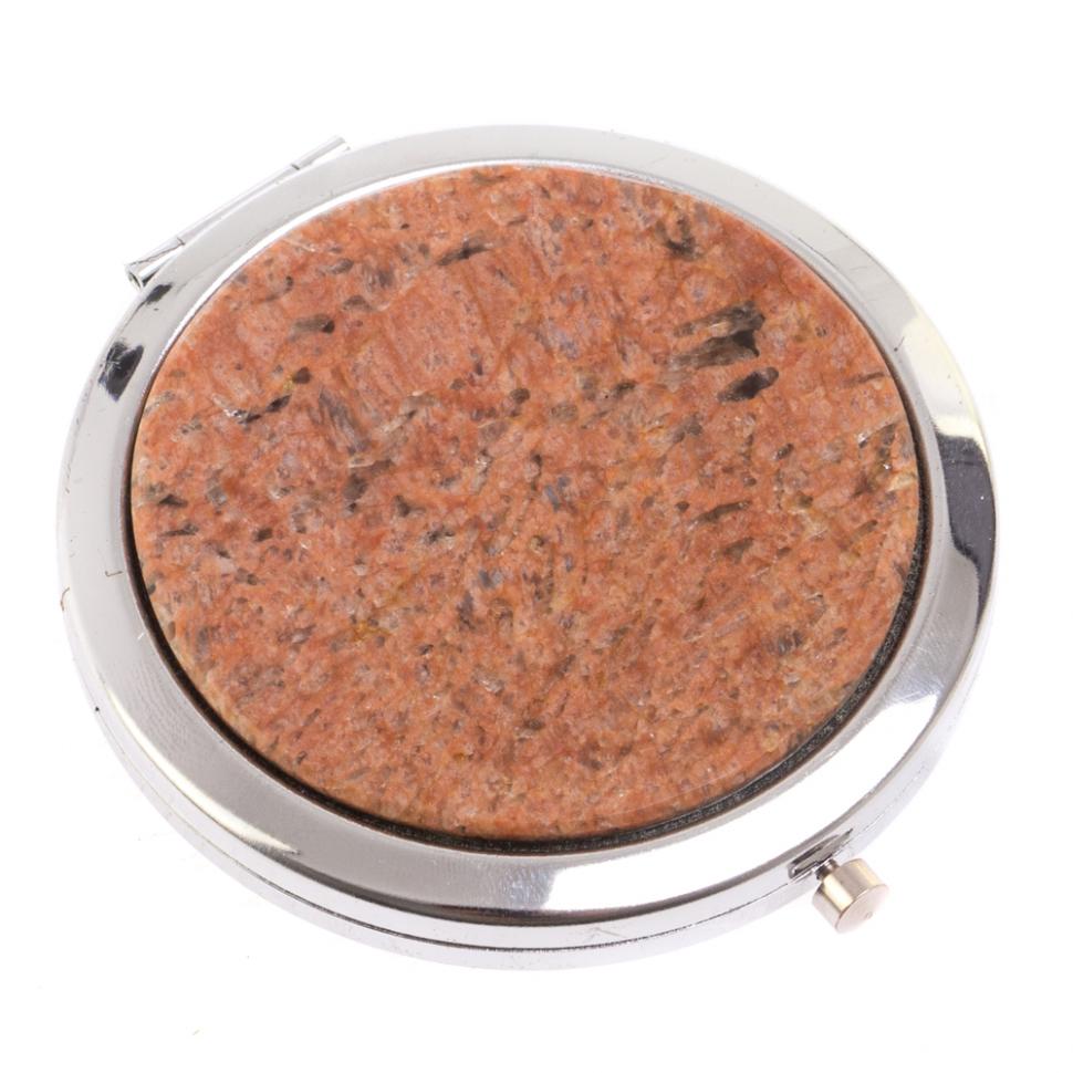 Зеркало круглое из камня пегматит цвет серебро фото 1 — 