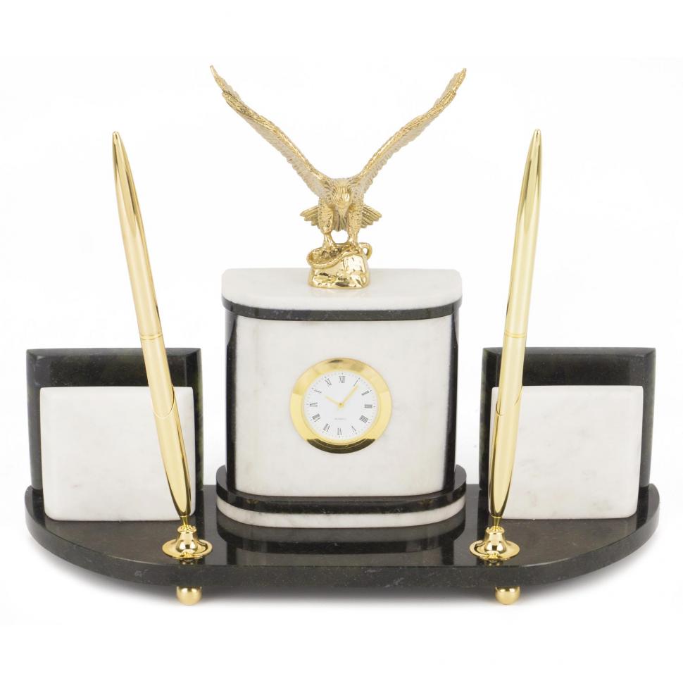 Настольный прибор "Орел" из белого мрамора фото 1 — 