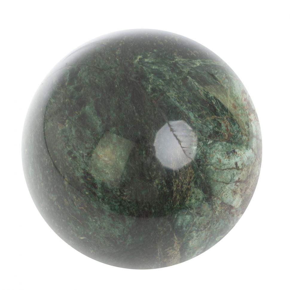 Шар из темно зеленого шабровского змеевика 10,5 см фото 1 — 