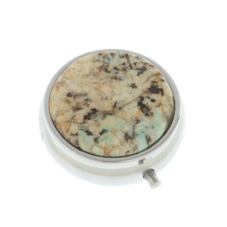 Таблетница на 3 отсека камень амазонит дымчатый кварц цвет серебро фото 1 — 