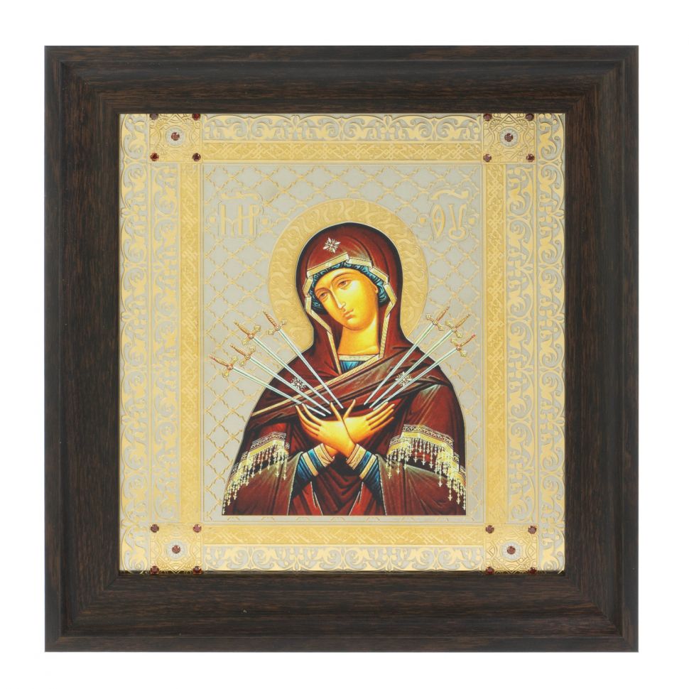 Икона "Семистрельная БМ" багет 22,5х23,5х2 см Златоуст фото 1 — 