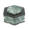 Шкатулка шестигранная из камня змеевик 16х14х8 см фото 2 — 
