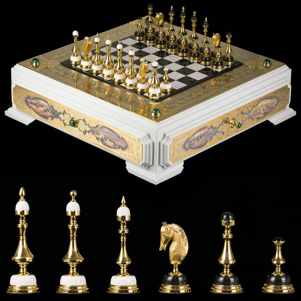 Шахматы подарочные "Баталия" покрытие золотом Златоуст фото 1 — 