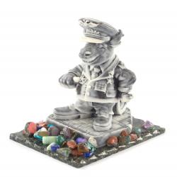 Сувенир &quot;Бык - генерал&quot; из мрамолита на подставке из змеевика — 