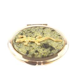 Зеркальце овальное из змеевика с ящерицей цвет золото — 