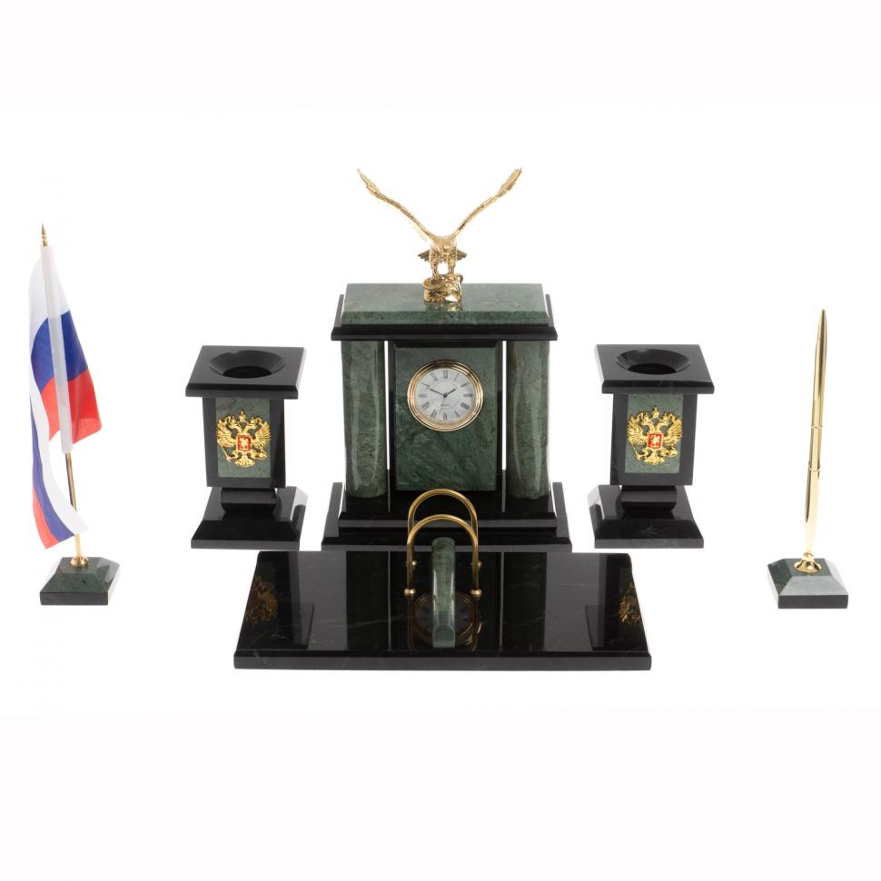 Настольный набор "Орел" из офиокальцита фото 1 — 