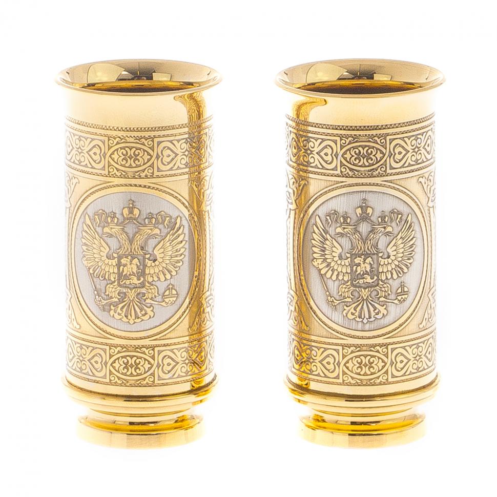 Набор 2 стопки "Герб РФ" Златоуст фото 1 — 